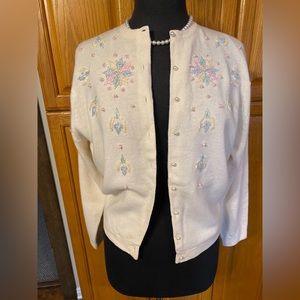 AUTHENTIC VINTAGE BEADED CARDIGAN SWEATER PINUP ROCKABILLY MADMEN RETRO